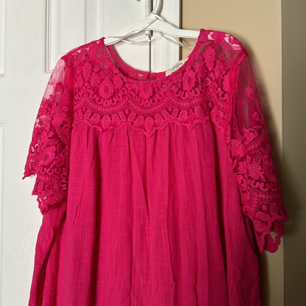 Umgee Pink Lace Blouse
